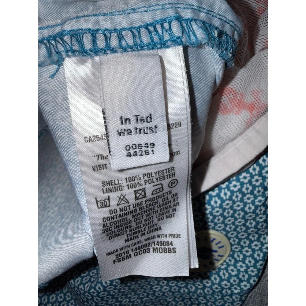 Ted Baker Mens Teal Blue Geometric Lobster Print Swim Trunks Board Shorts Size 5